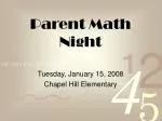 Parent Math Night - slide 1