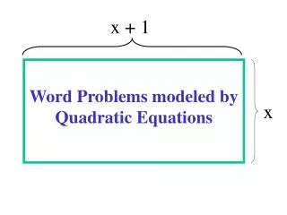 Word Problems modeled by Quadratic Equations