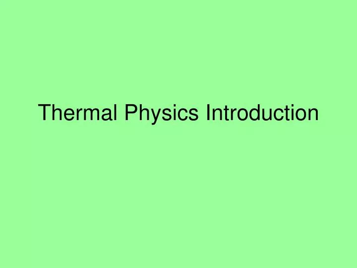 thermal physics introduction
