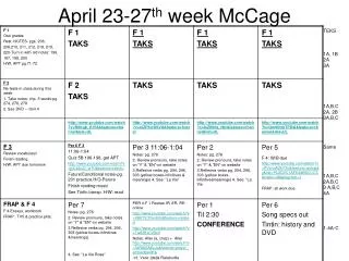 April 23-27 th week McCage