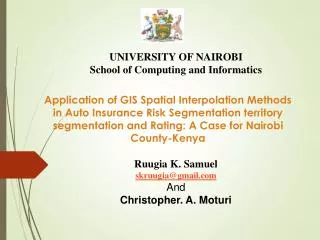 UNIVERSITY OF NAIROBI School of Computing and Informatics