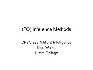 (FO) Inference Methods