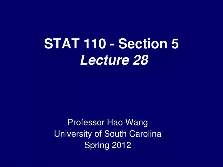 stat 110 section 5 lecture 28