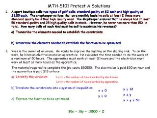 MTH-5101 Pretest A Solutions