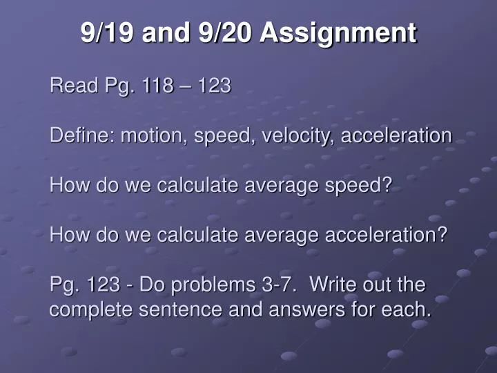 9 19 and 9 20 assignment