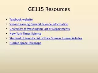 GE115 Resources