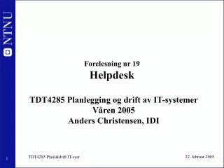 forelesning nr 19 helpdesk