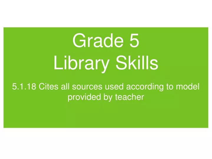 grade 5 library skills