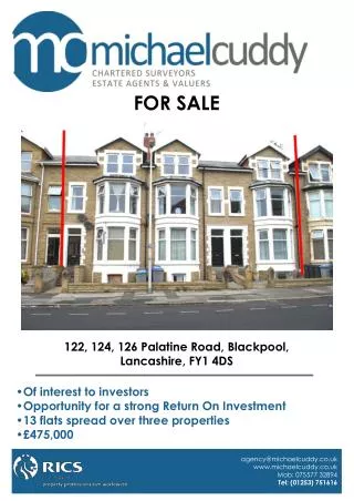 122, 124, 126 Palatine Road, Blackpool, Lancashire, FY1 4DS