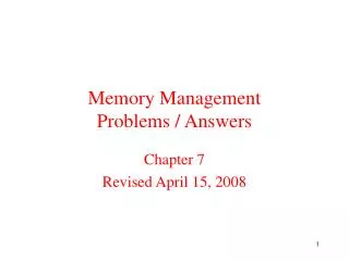 Memory Management Problems / Answers
