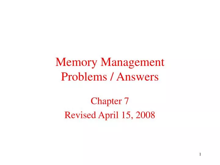 memory management problems answers