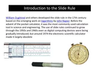 Introduction to the Slide Rule