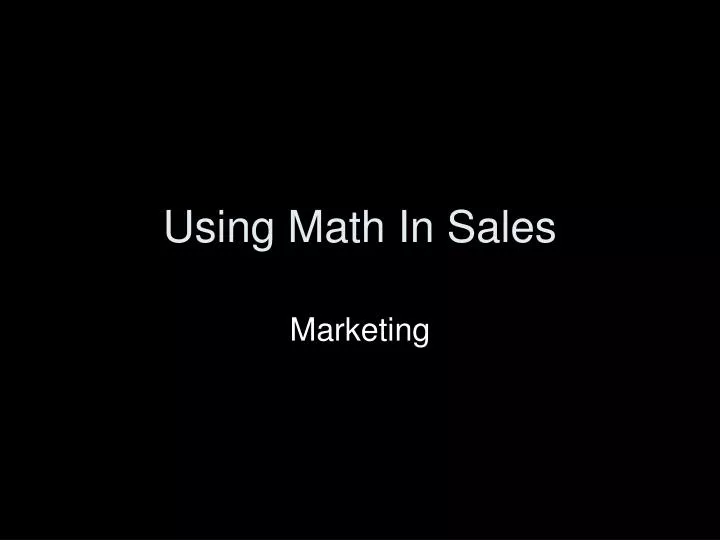 using math in sales