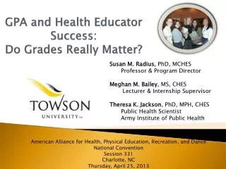 GPA and Health Educator Success: Do Grades Really Matter?
