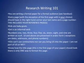 Research Writing 101