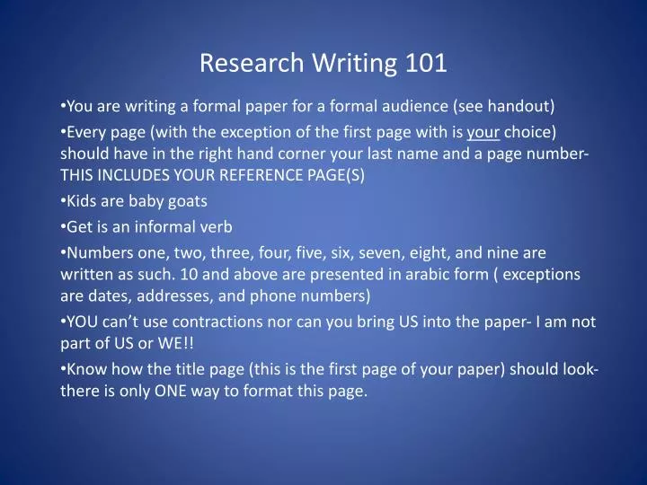 research writing 101