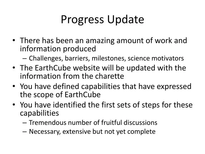 progress update