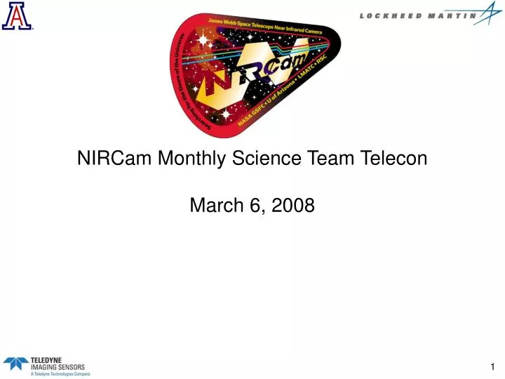 nircam monthly science team telecon march 6 2008
