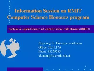 Information Session on RMIT Computer Science Honours program