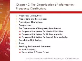Chapter 2: The Organization of Information: Frequency Distributions