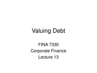 Valuing Debt