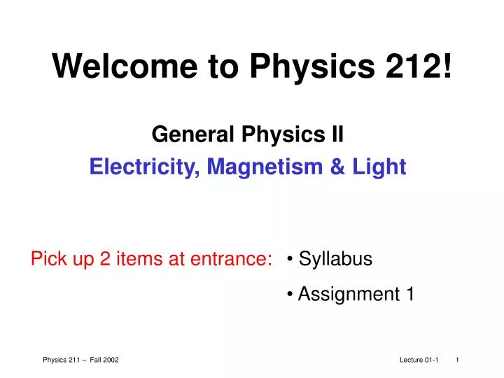 welcome to physics 212