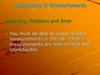 Uncertainty in Measurements