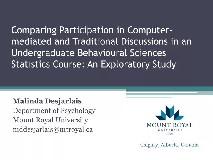 malinda desjarlais department of psychology mount royal university mddesjarlais@mtroyal ca