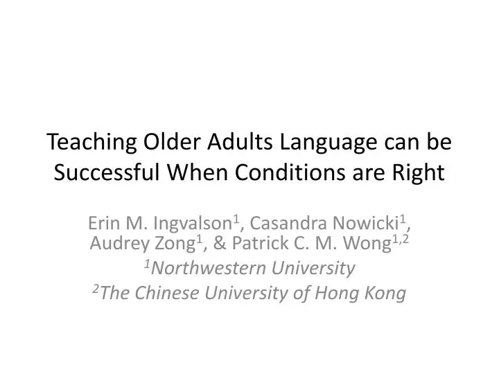 teaching older adults language can be successful when conditions are right