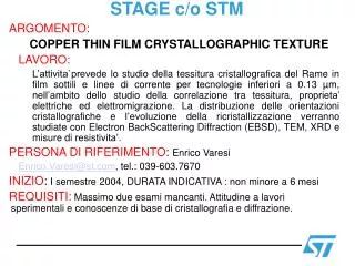 stage c o stm
