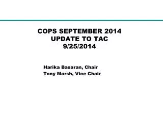 COPS SEPTEMBER 2014 UPDATE TO TAC 9/25/2014
