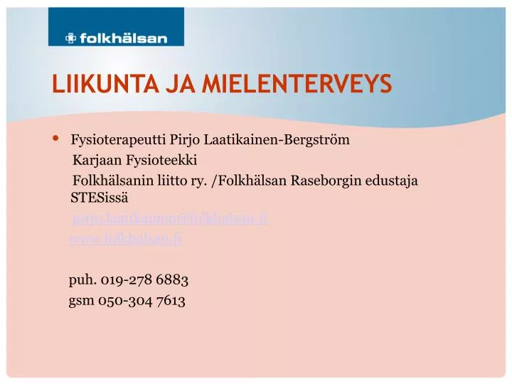 liikunta ja mielenterveys