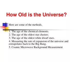 How Old is the Universe?