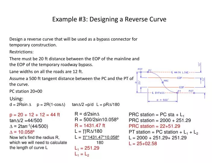 example 3 designing a reverse curve
