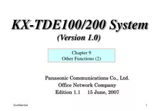 Panasonic Communications Co., Ltd. Office Network Company Edition 1.1 15 June, 2007