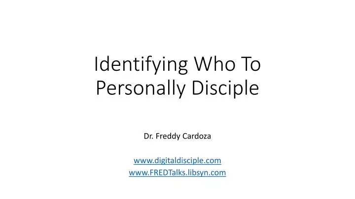 identifying who to personally disciple