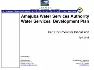 Amajuba Water Services Authority Water Services Development Plan Draft Document for Discussion