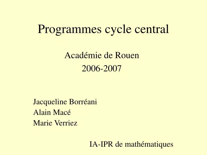 programmes cycle central