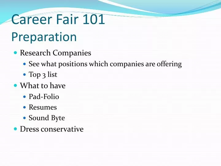 career fair 101 preparation