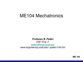 ME104 Mechatronics