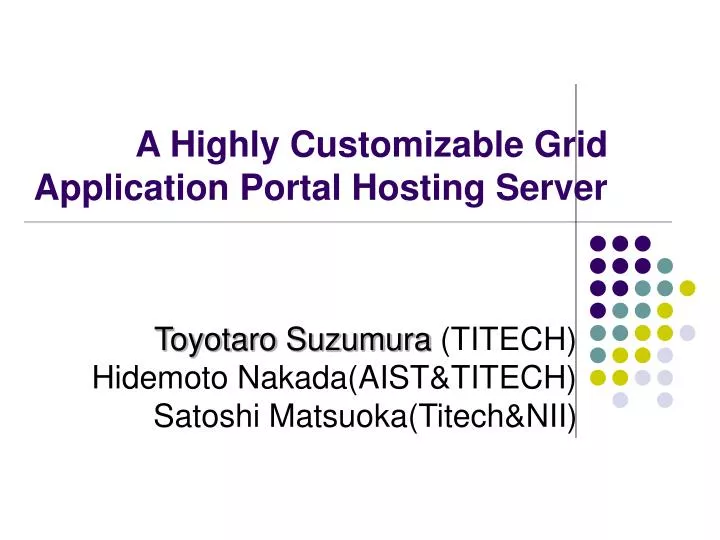 a highly customizable grid application portal hosting server