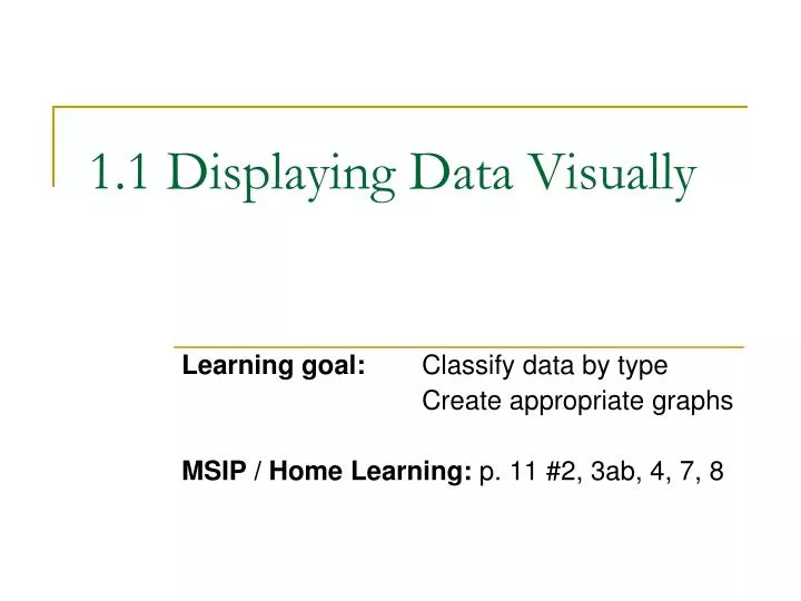 1 1 displaying data visually