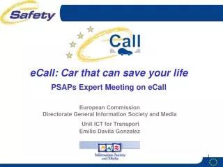 eCall: Car that can save your life PSAPs Expert Meeting on eCall