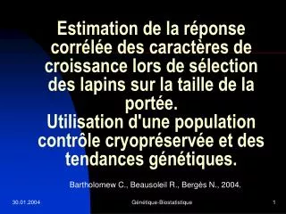 bartholomew c beausoleil r berg s n 2004