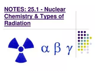 NOTES: 25.1 - Nuclear Chemistry &amp; Types of Radiation