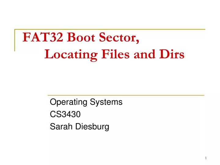 fat32 boot sector locating files and dirs