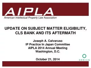 UPDATE ON SUBJECT MATTER ELIGIBILITY, CLS BANK AND ITS AFTERMATH