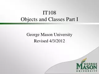 IT108 Objects and Classes Part I