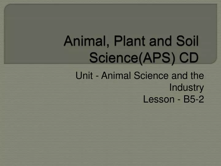 animal plant and soil science aps cd
