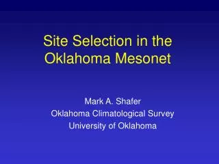 Site Selection in the Oklahoma Mesonet